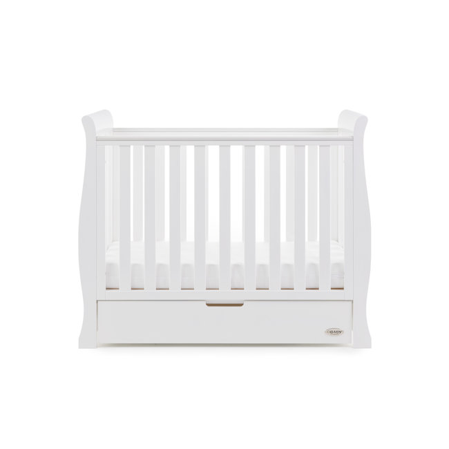 Obaby Stamford Space Saver Cot White Sleigh Bumpsnbabies