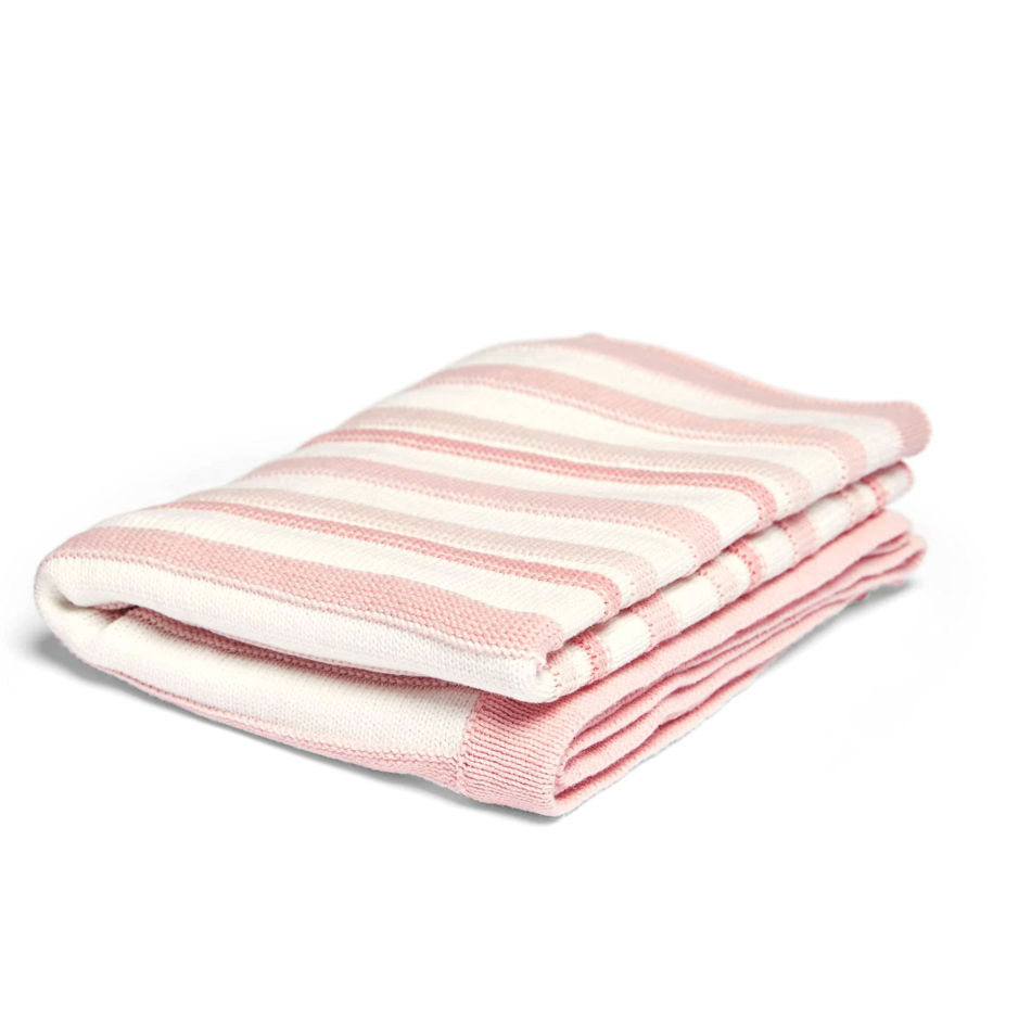 Pink and white striped baby blanket hotsell