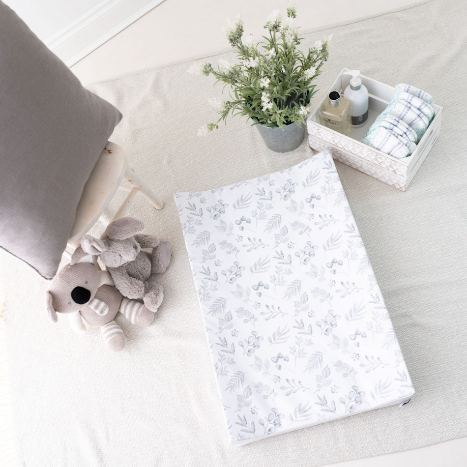Gilded Bird Anti Roll Wedge Change Mat - Lovely Leaves Grey