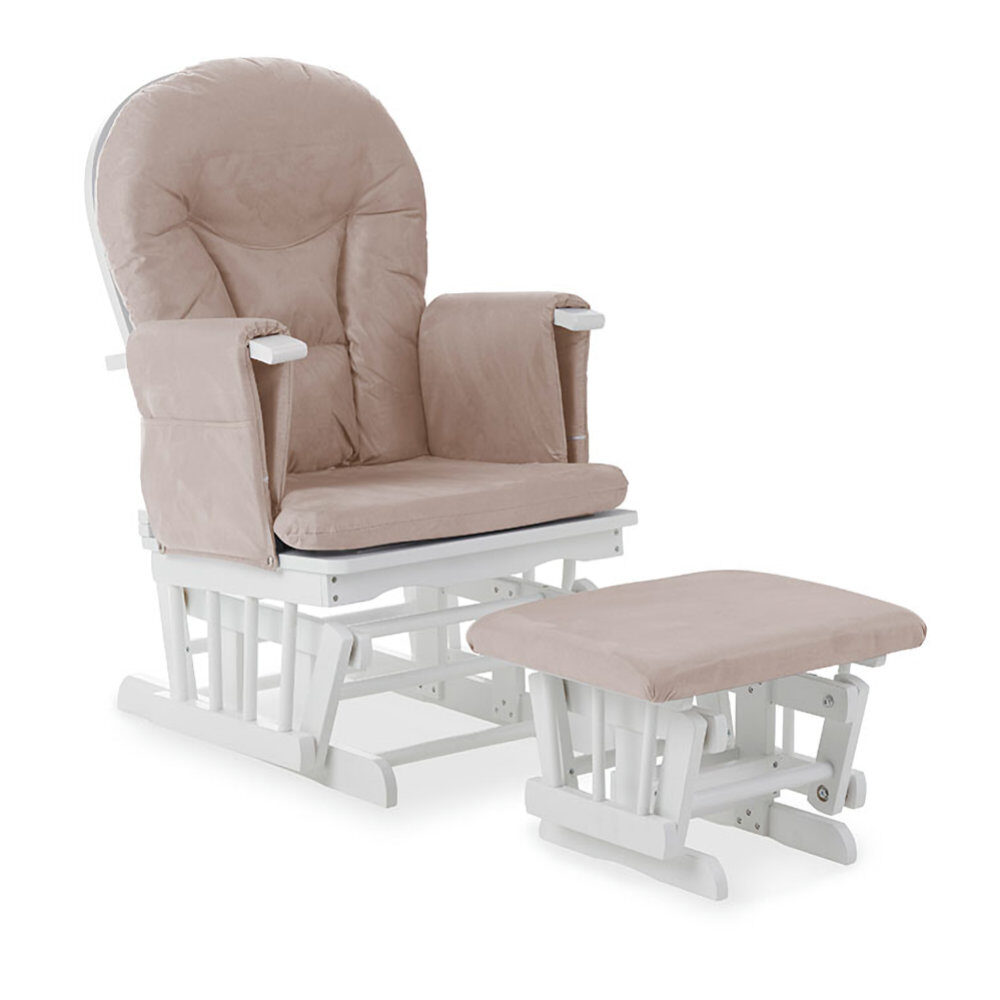 OBaby Classic Nursing Reclining Glider Chair & Stool Sand/White