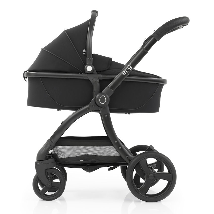 black leather egg pram