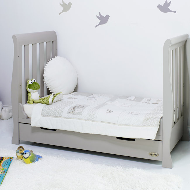 O Baby Stamford Mini Sleigh Cotbed Warm Grey