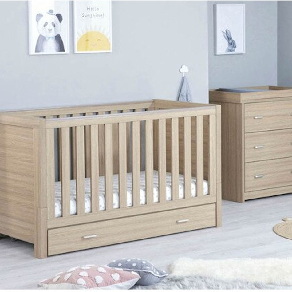 Babymore Luno 2-Piece Roomset - Oak (With Under Drawer)