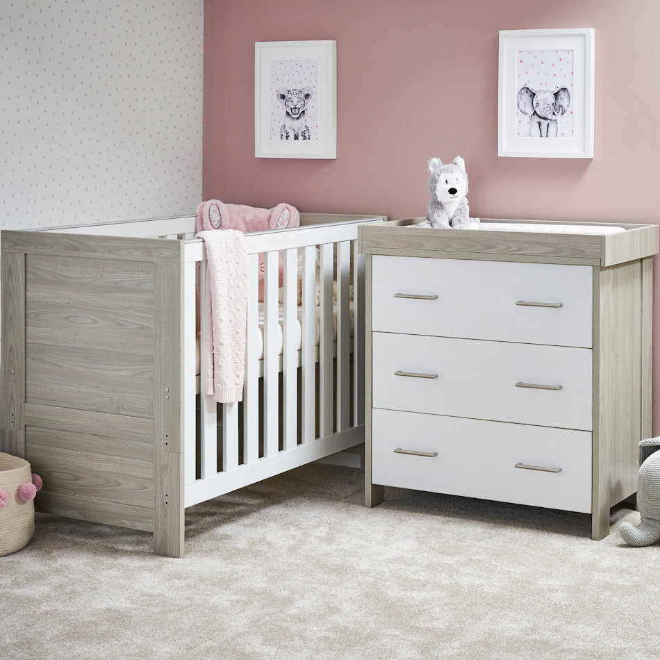 OBaby Nika Mini 2 Piece Roomset - Grey Wash & White