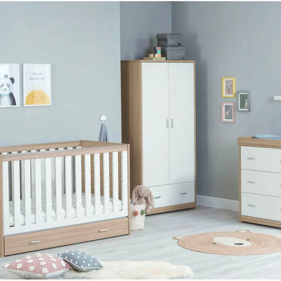 Babymore Veni 3-Piece Roomset - White Oak (With Under Drawer)
