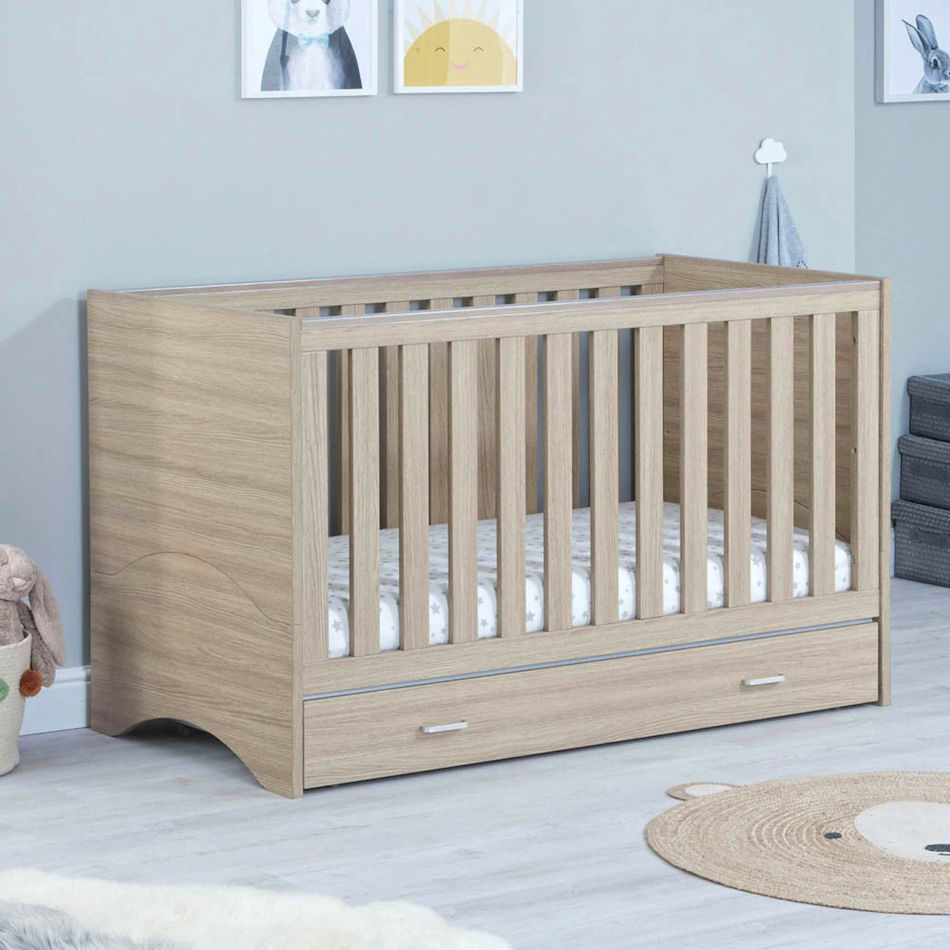 Babymore Veni Cotbed + Drawer - Oak