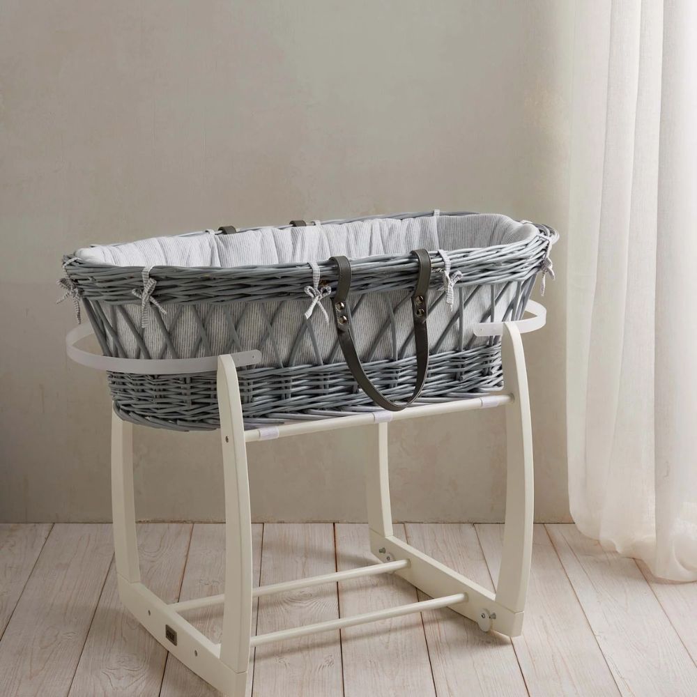 Drak grey wicker moses baskey dream upon a cloud by mamas and papas