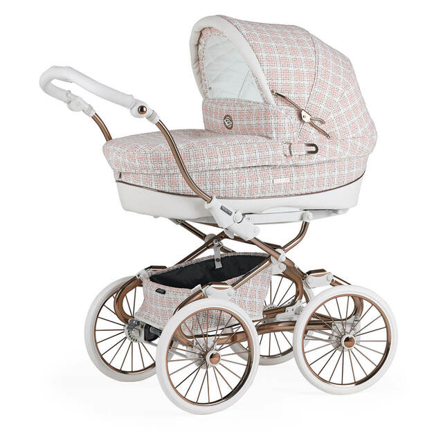 pink and white bebecar pram