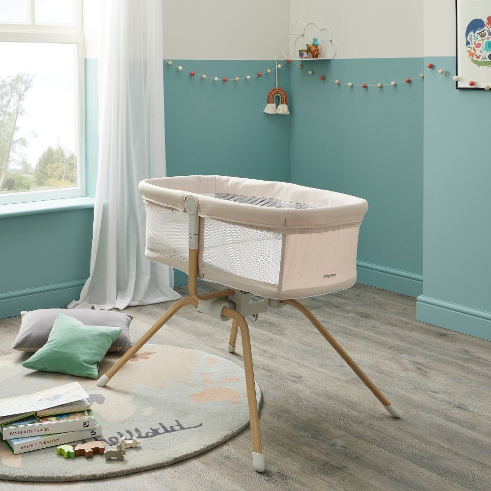 BABYMORE AIR MOTION GLIDING BEDSIDE CRIB CREAM LS