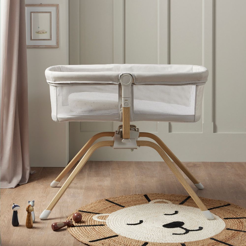 BABYMORE AIR MOTION GLIDING BEDSIDE CRIB GREY