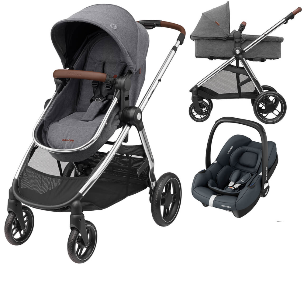 Maxi Cosi Zelia3 Luxe - Twillic Grey + Cabriofix I Size Car Seat