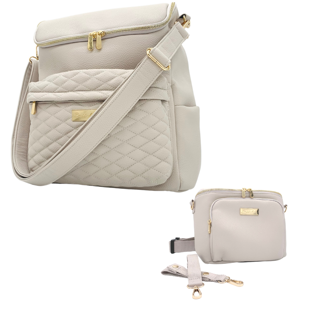 Bellaboo Mabel Vegan Leather Backpack Change Bag & Caddy Bundle - Mocha