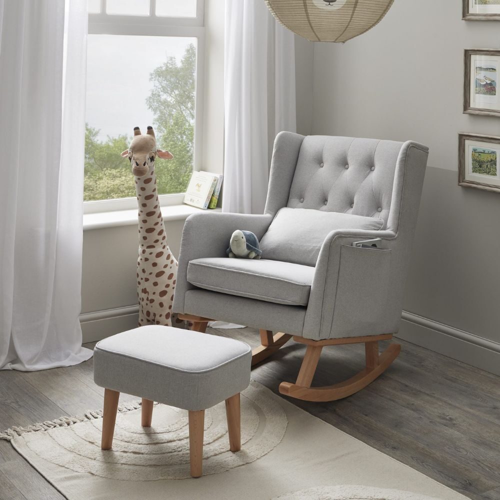 Babymore Lux Nursing Chair & Stool - Grey