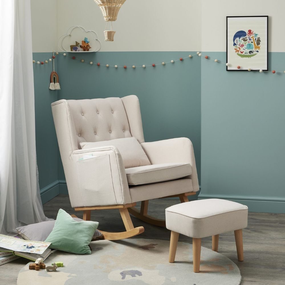 Babymore Lux Nursing Chair & Stool - Cream