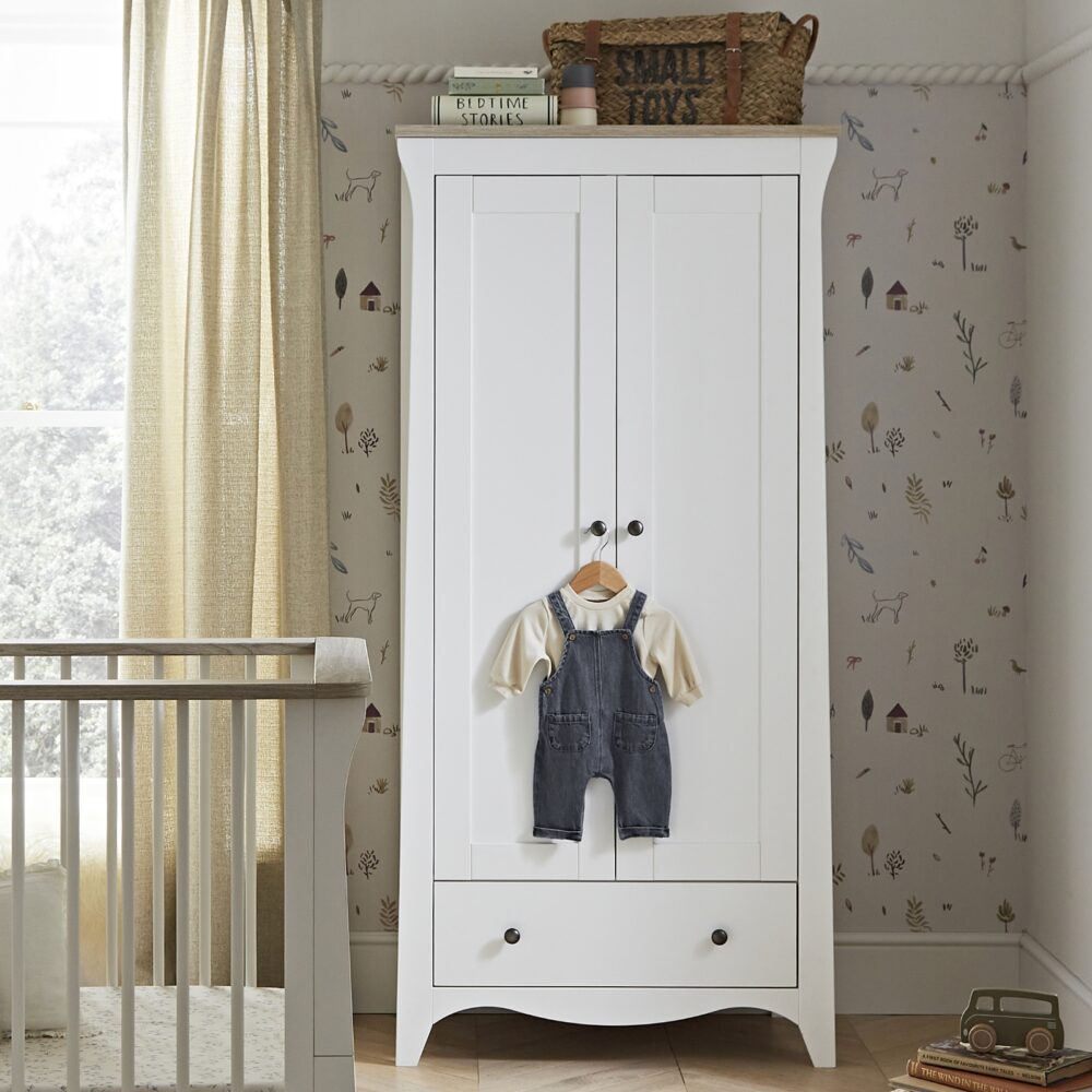 CuddleCo Clara Wardrobe -White & Ash With Free Delivery