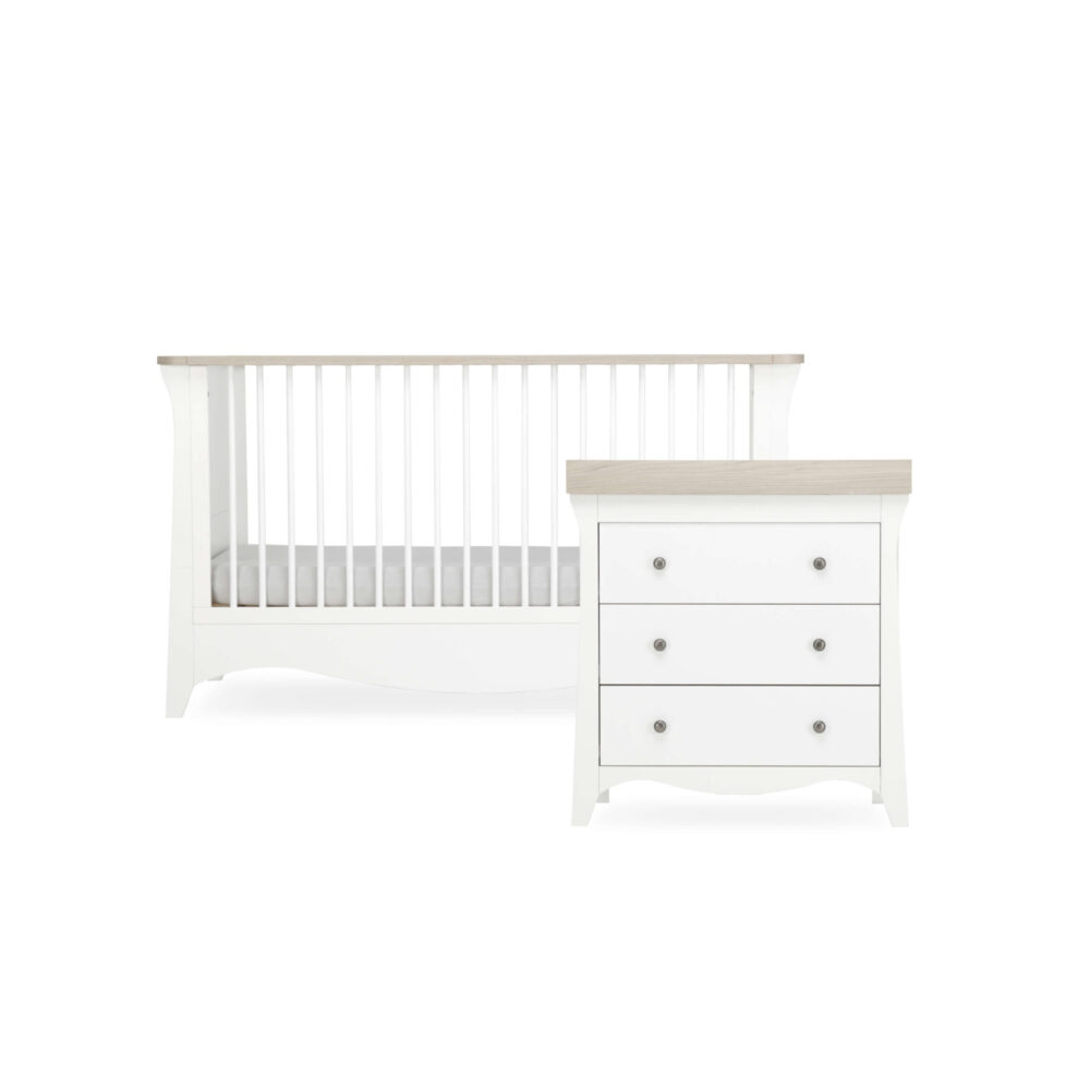 CuddleCo Clara 2-Piece Nursery Furniture Set - White & Ash