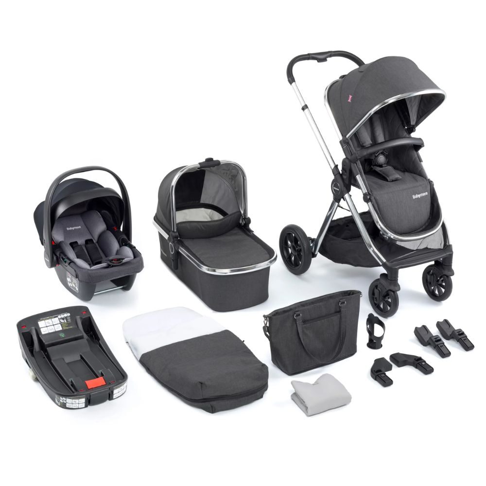 Babymore Memore Travel System with CoCo i-Size Car Seat & Base - Chrome