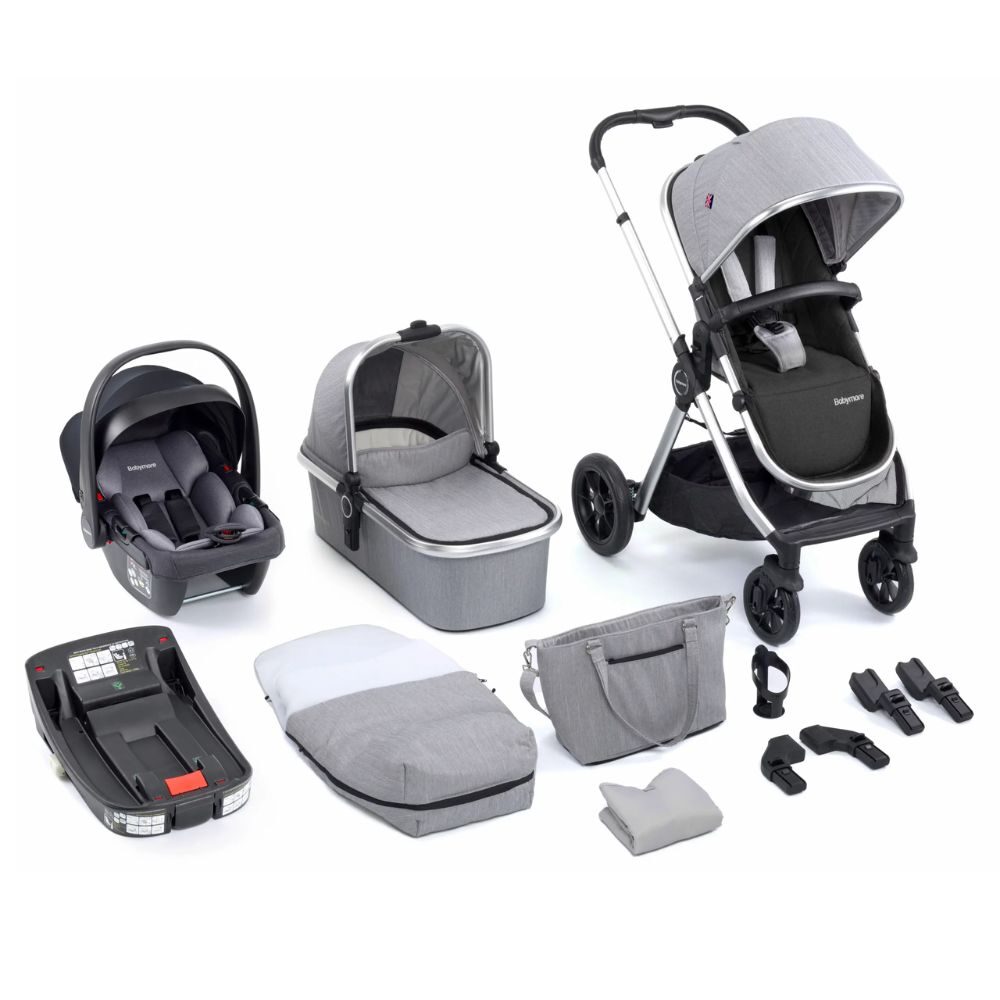 Babymore Memore Travel System with CoCo i-Size Car Seat & Base - Silver