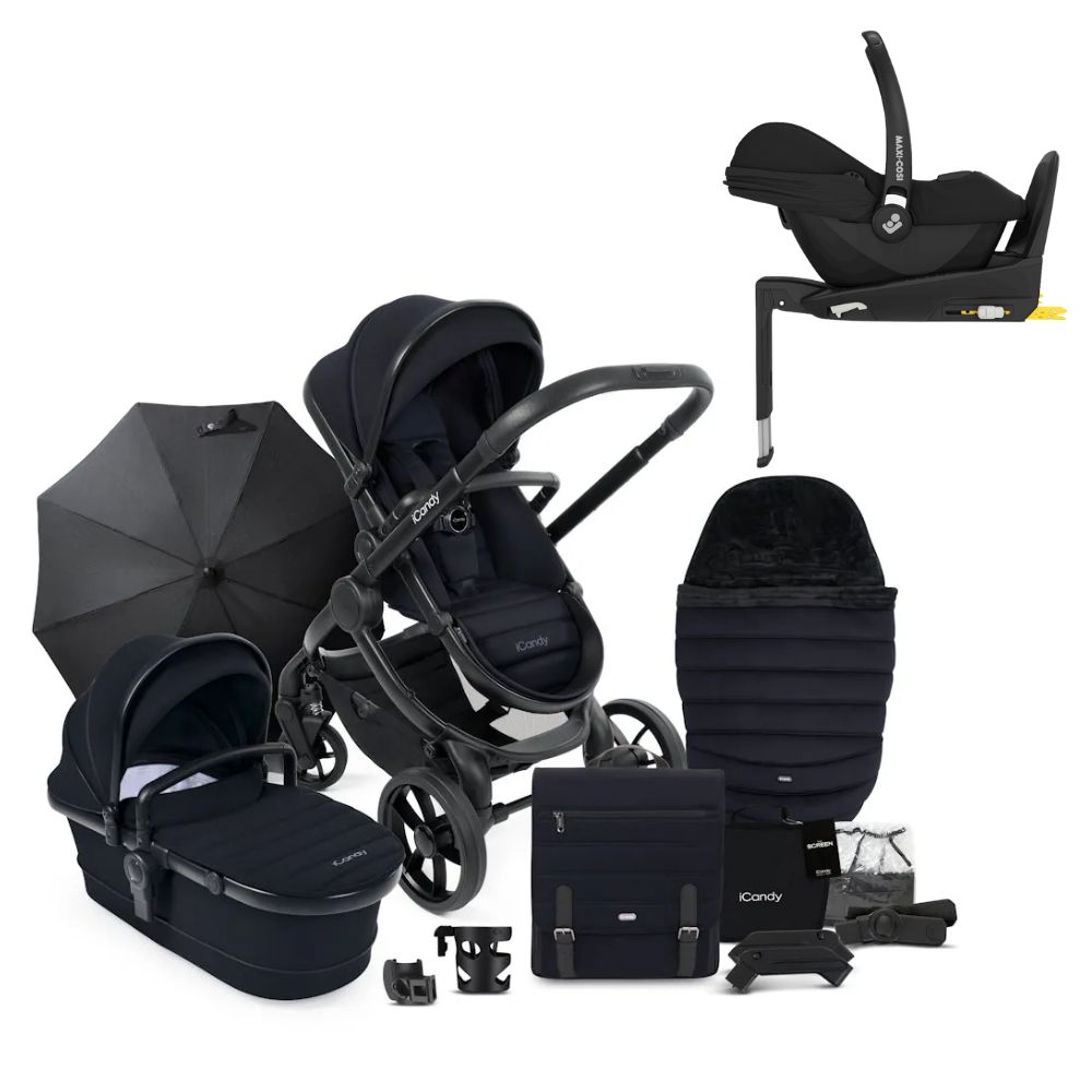 iCandy Peach 7 Complete Bundle - Black With Cabriofix i-Size & i-Size Base