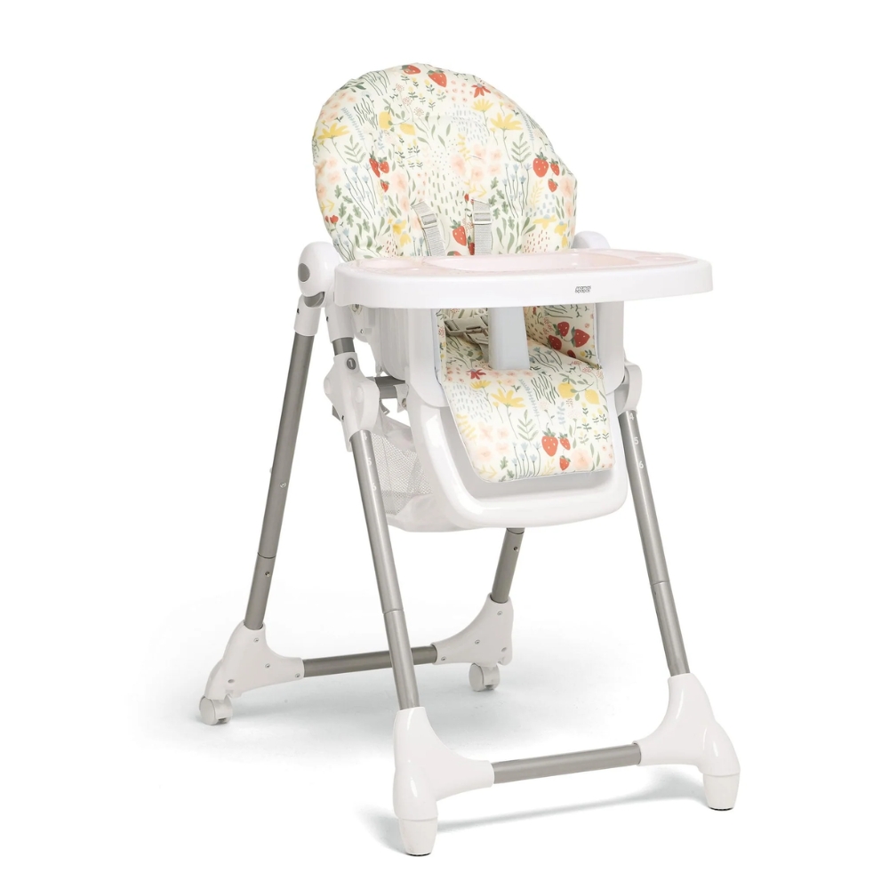 Snax compact highchair in a beautiful delicate fruit garden design by mamas and papaps