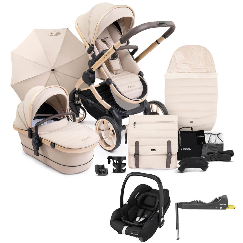 iCandy Peach 7 Complete Bundle - Biscotti With Cabriofix i-Size & i-Size Base