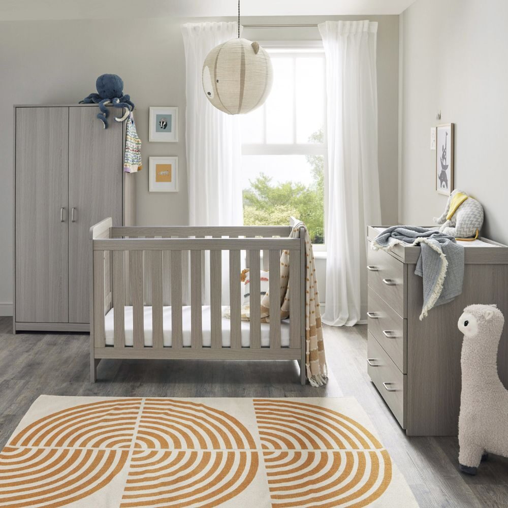 Babymore Caro Mini 3 Piece Nursery Room Set – Grey Wash