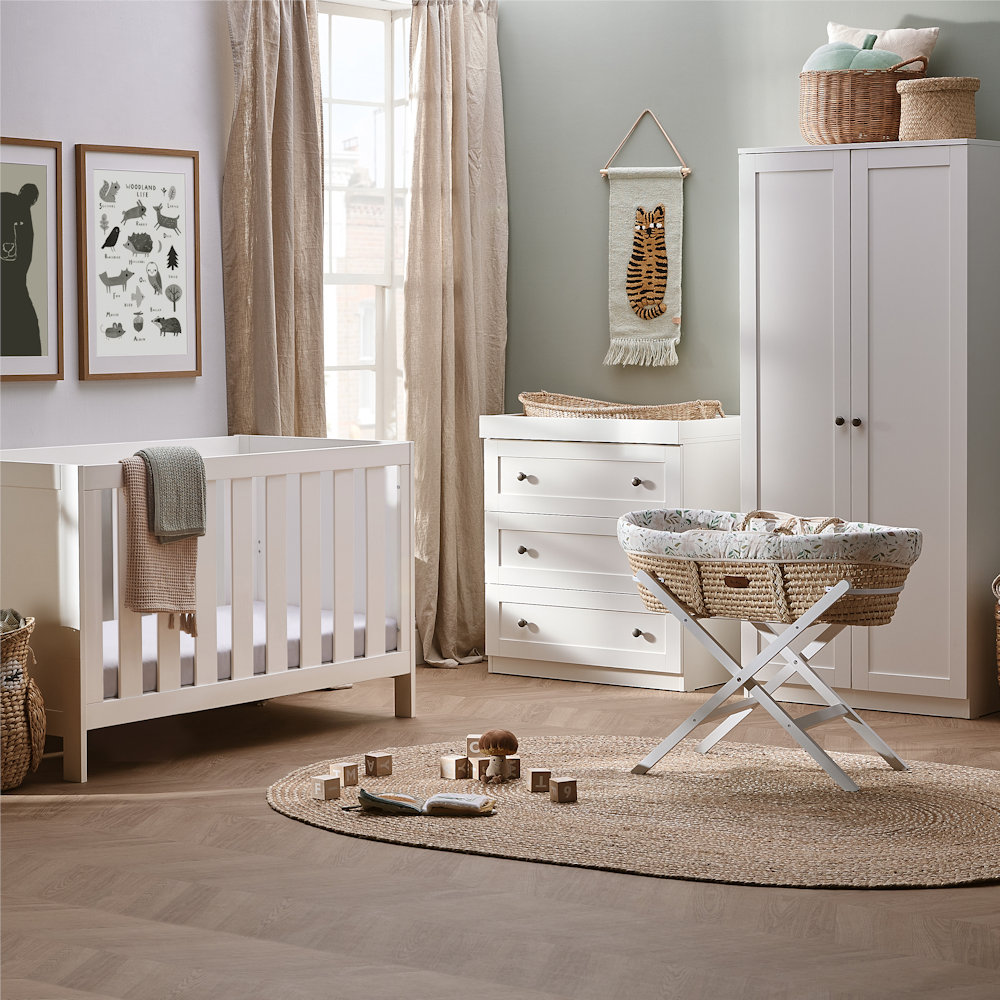 Silver Cross Bromley Cotbed, Dresser, Wardrobe White