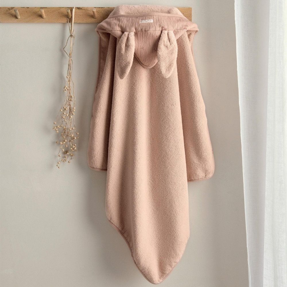 dusty pink hooded baby bath towel
