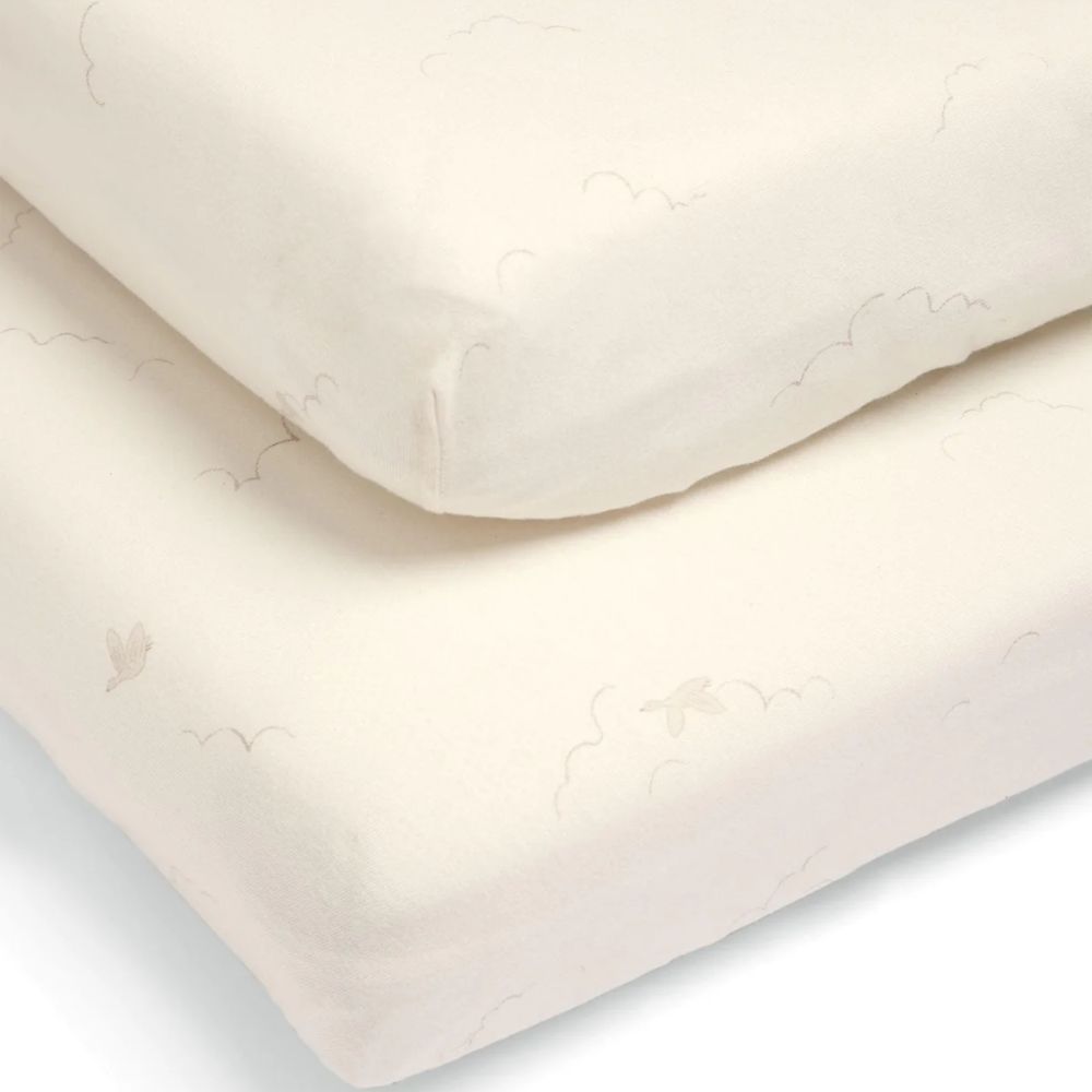 Cotbed Fitted Sheets (2 pack) Welcome to the World Duckling - Cream