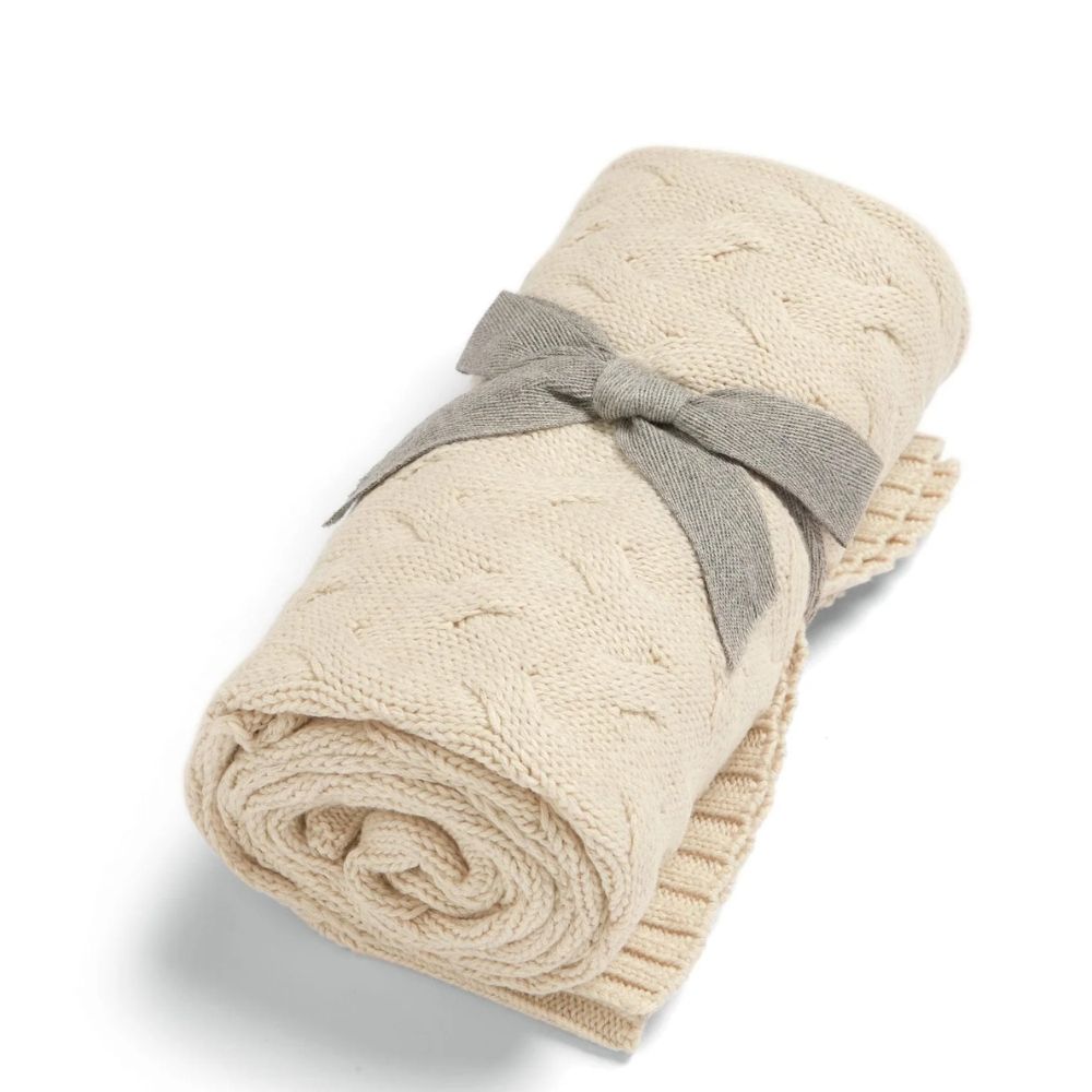 Cable Knit Blanket - Cream - Welcome to the World Duckling