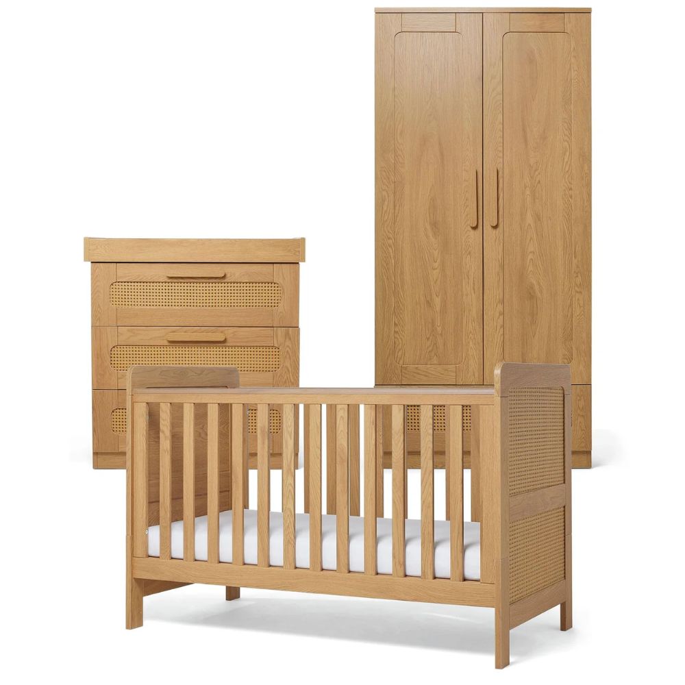 Mamas & Papas Esna 3 Piece Cotbed Set with Dresser Changer & Wardrobe - Rattan