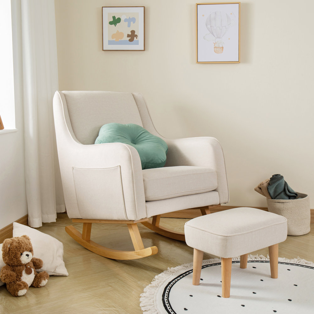 Babymore Ida Nursing Chair & Stool - Ivory