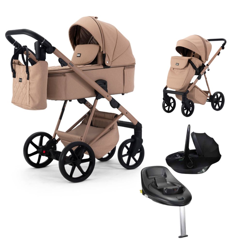 Mee-Go Milano Natura 3 In 1 + Evo Spin Car Seat & 360 Isofix Base – Camel