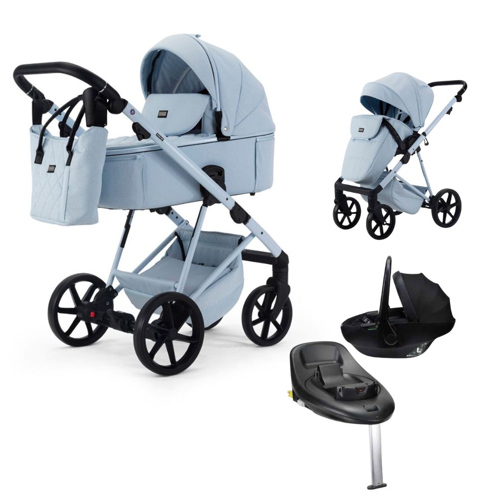 Mee-Go Milano Natura 3 In 1 + Evo Spin Car Seat & 360 Isofix Base – Sky
