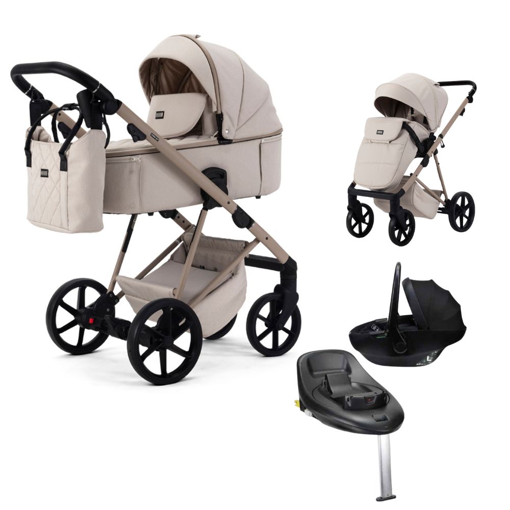 Mee-Go Milano Natura 3 In 1 + Evo Spin Car Seat & 360 Isofix Base – Vanilla