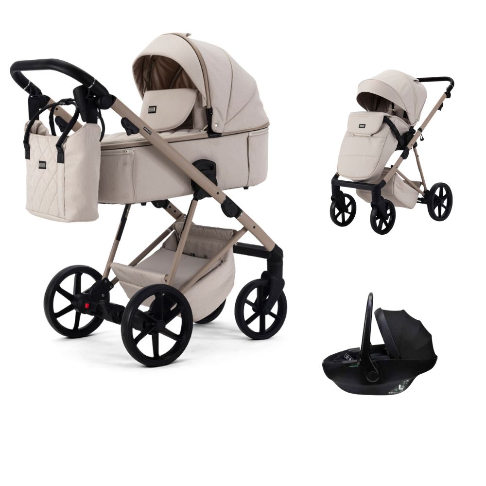 Mee-Go Milano Natura 3 In 1 + Evo Spin Car Seat -Vanilla