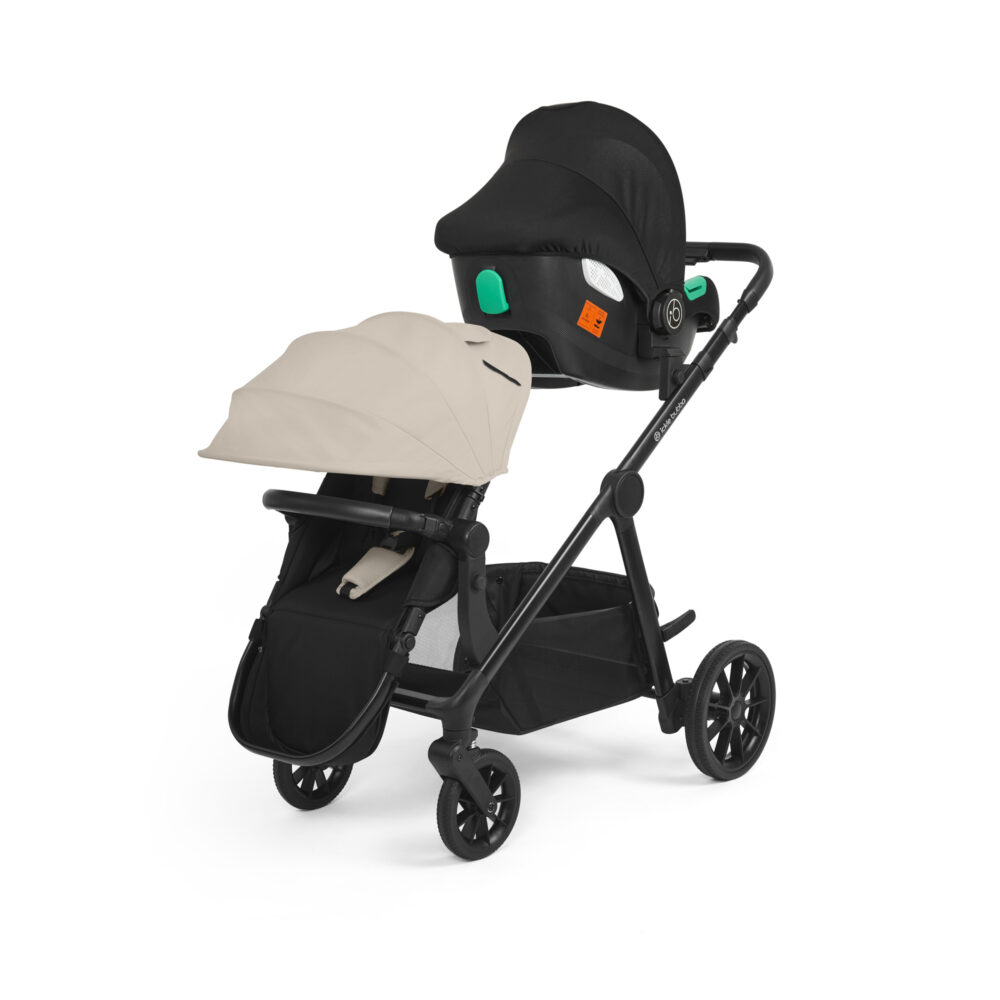 Ickle Bubba Virgo 14 Piece Virgo with cirrus car seat and isofix base stone in double mode with seat and car seat