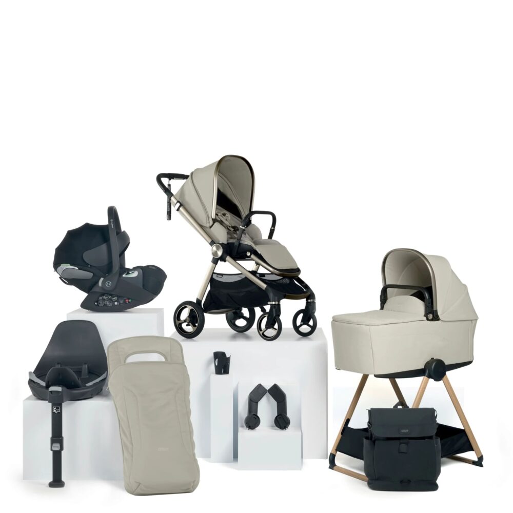 MAMAS AND PAPAS VARDO COMPLETE WITH CYBEX CAR SEAT AND BASE AND FREE CARRYCOT STAND SHELL