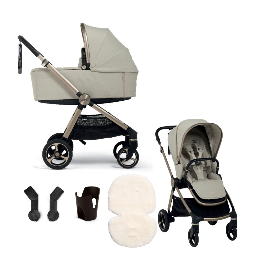 mamas and papas vardo starter bundle pushchair, carrycot, liner, adaptors, raincover and car seat adaptore shell