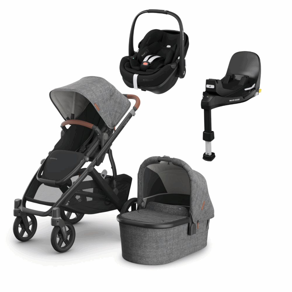 Uppababy Vista V3 & Maxi Cosi Pebble 360 Pro Car Seat Bundle - Greyson