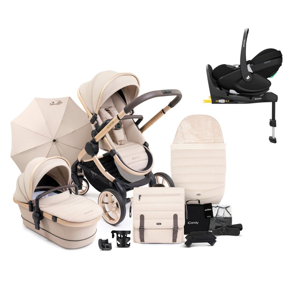 iCandy Peach 7 Complete Bundle - Biscotti With Pebble 360 Pro2 & Familyfix Pro Base