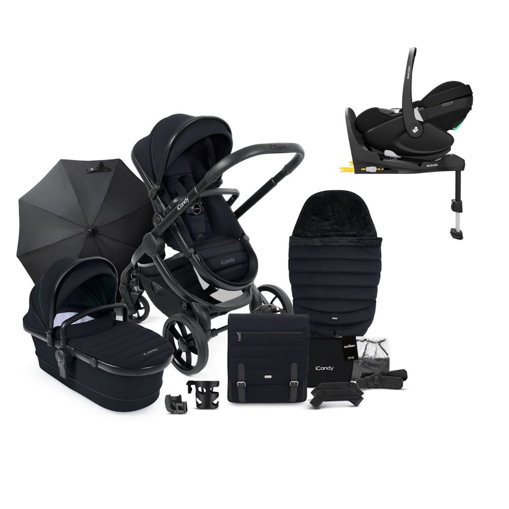 iCandy Peach 7 Complete Bundle - Black With Pebble 360 Pro2 & Familyfix Pro Base
