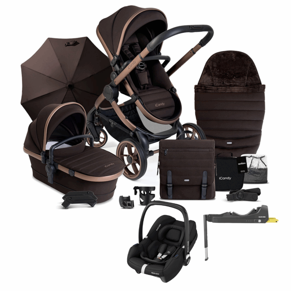 iCandy Peach 7 Complete Bundle - Pecan With Cabriofix i-Size & i-Size Base