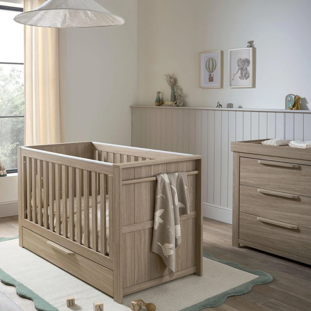 MAMAS & PAPAS FRANKLIN 2 PIECE NURSERY FURNITURE NATURAL OAK 2025