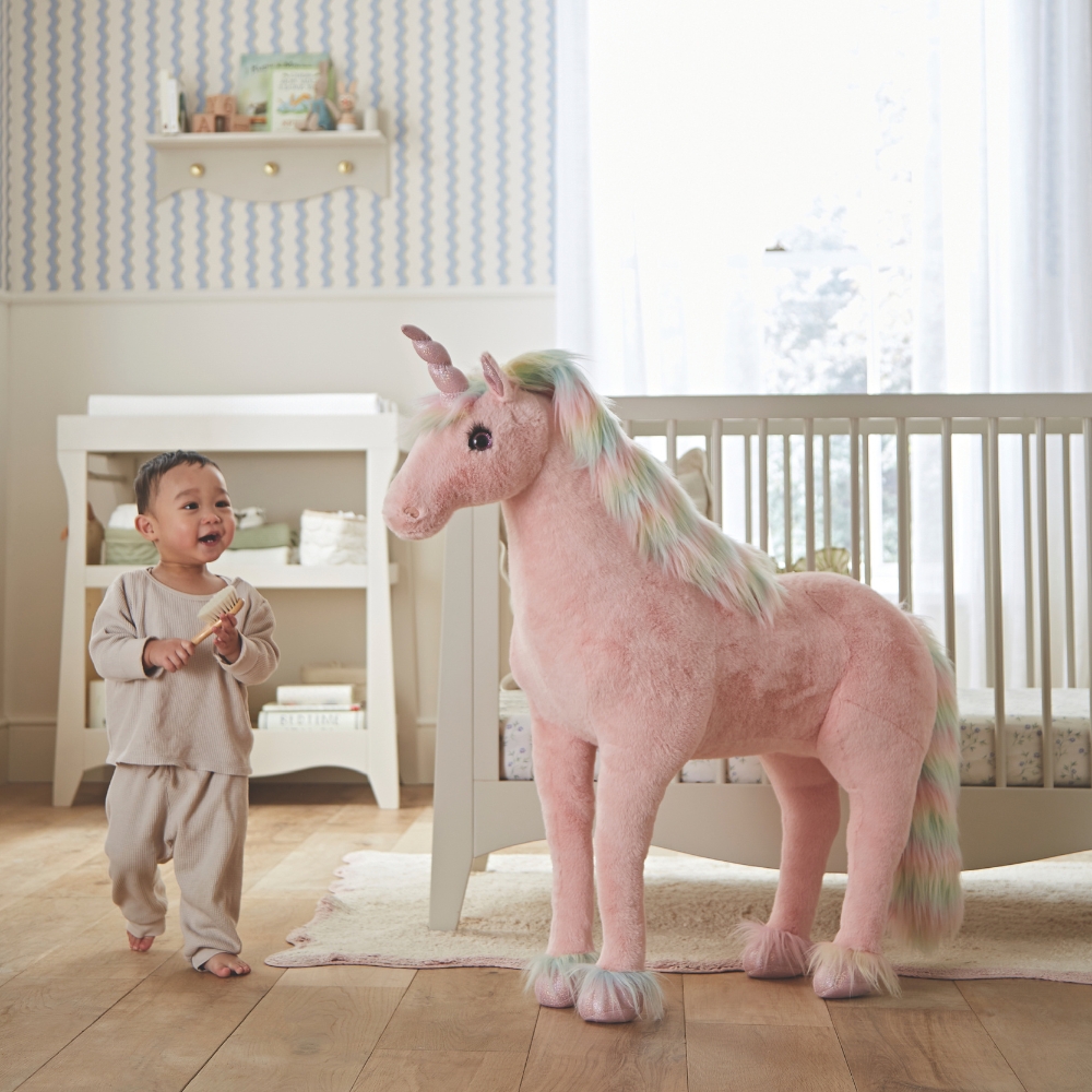 CuddleCo Standing Unicorn Rainbow Pink