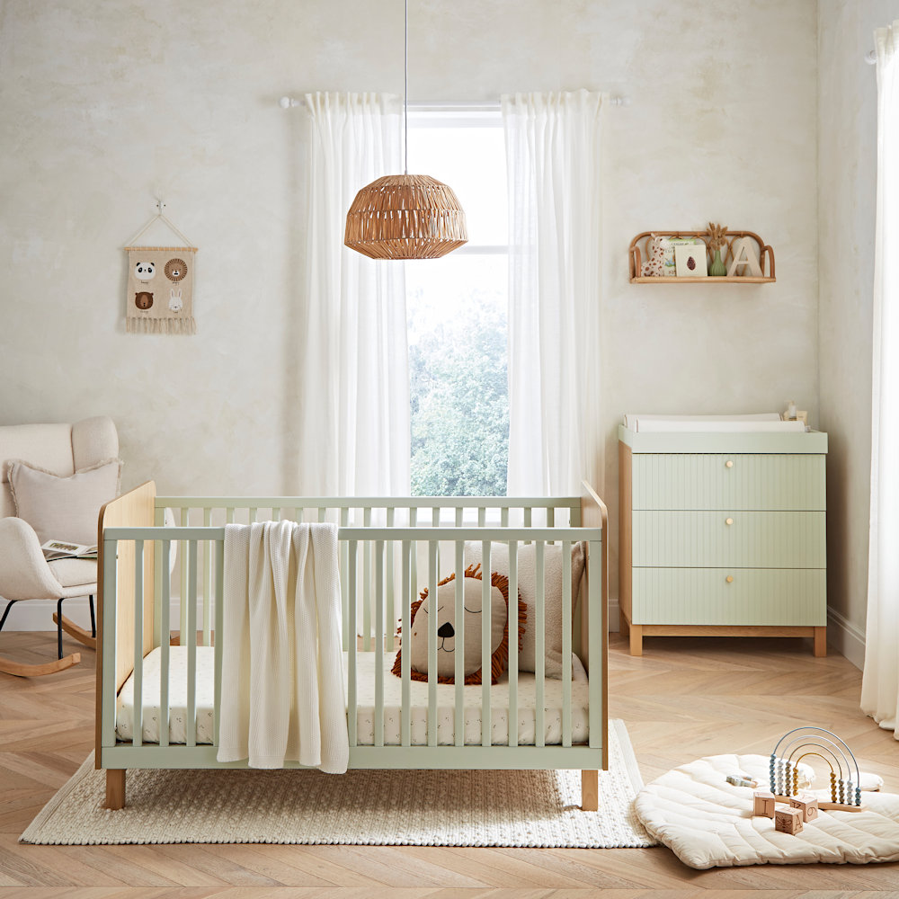 CuddleCo Remi Nursery Furniture 2 Piece - Oak & Green