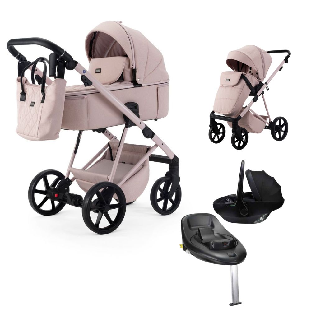 Mee-Go Milano Natura 3 In 1 + Evo Spin Car Seat & 360 Isofix Base - Rose