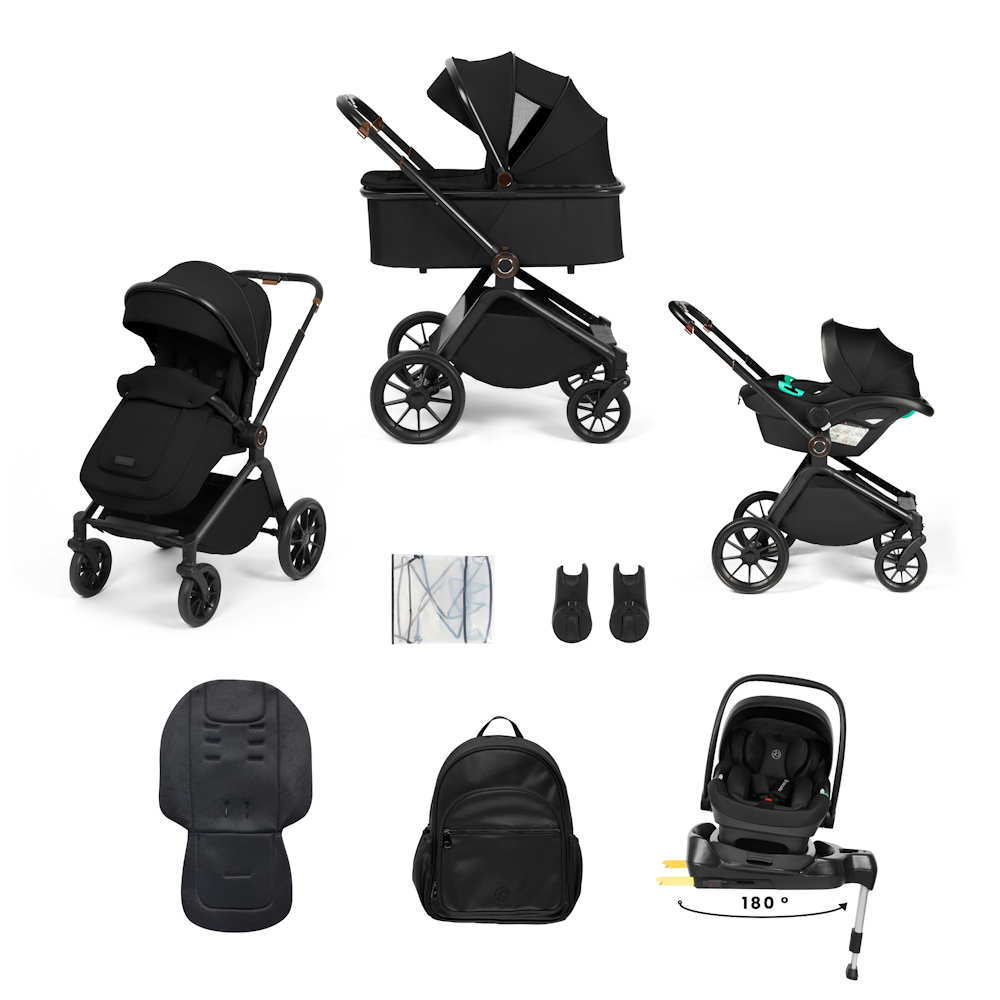 Ickle Bubba Altima Black With Nimbus I Size Car Seat & SPIN Isofix Base