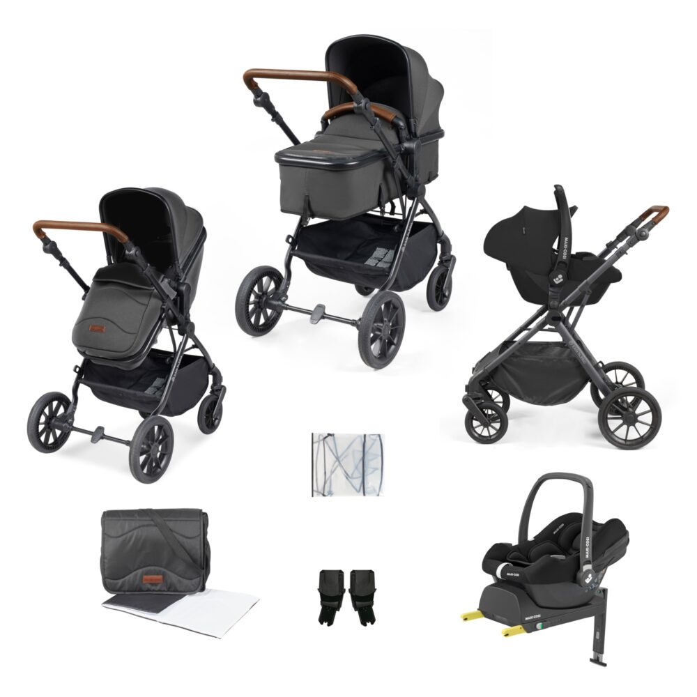 Cosmo 9 Piece Travel System with Maxi-Cosi CabrioFix i-Size Car Seat and ISOFIX Base - Graphite Grey