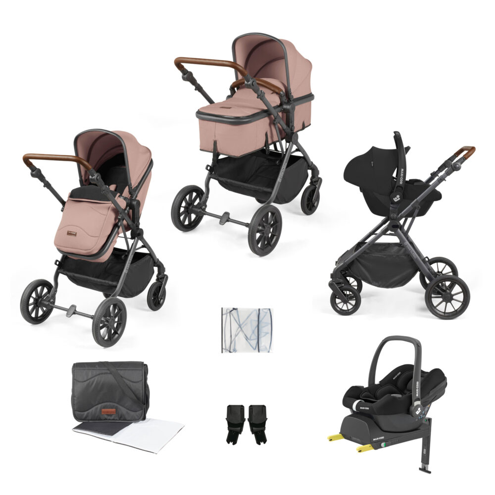 Cosmo 9 Piece Travel System with Maxi-Cosi CabrioFix i-Size Car Seat and ISOFIX Base - Desert